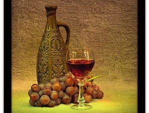 Κόκκινο κρασί με σταφύλι Φαγητό Πίνακες σε καμβά 50 x 50 cm